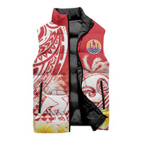 Personalised Tahiti Surfing Sleeveless Puffer Jacket Polynesian Style LT05 - Polynesian Pride