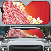 Tahiti Plumeria Tribal Pattern Auto Sun Shade Wave Style Red LT05 Red - Polynesian Pride