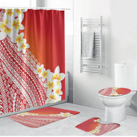 Tahiti Plumeria Tribal Pattern Bathroom Set Wave Style Red LT05 Bathroom Set (4 pcs) Red - Polynesian Pride