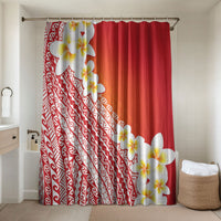 Tahiti Plumeria Tribal Pattern Bathroom Set Wave Style Red LT05 Shower Curtain Only Red - Polynesian Pride