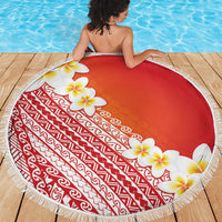Tahiti Plumeria Tribal Pattern Beach Blanket Wave Style Red LT05 - Polynesian Pride