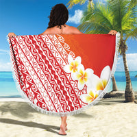 Tahiti Plumeria Tribal Pattern Beach Blanket Wave Style Red LT05 - Polynesian Pride