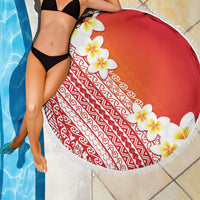 Tahiti Plumeria Tribal Pattern Beach Blanket Wave Style Red LT05 - Polynesian Pride