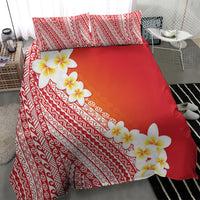 Tahiti Plumeria Tribal Pattern Bedding Set Wave Style Red LT05 - Polynesian Pride