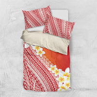 Tahiti Plumeria Tribal Pattern Bedding Set Wave Style Red LT05 US Twin 172cm x 218cm Red - Polynesian Pride