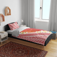 Tahiti Plumeria Tribal Pattern Bedding Set Wave Style Red LT05 - Polynesian Pride