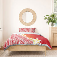 Tahiti Plumeria Tribal Pattern Bedding Set Wave Style Red LT05 - Polynesian Pride