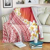 Tahiti Plumeria Tribal Pattern Blanket Wave Style Red LT05 Red - Polynesian Pride