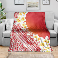 Tahiti Plumeria Tribal Pattern Blanket Wave Style Red LT05 - Polynesian Pride