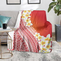 Tahiti Plumeria Tribal Pattern Blanket Wave Style Red LT05 - Polynesian Pride