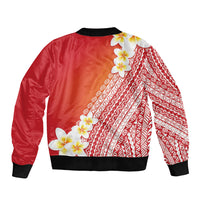 Tahiti Plumeria Tribal Pattern Bomber Jacket Wave Style Red LT05 - Polynesian Pride