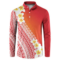 Tahiti Plumeria Tribal Pattern Button Sweatshirt Wave Style Red LT05 Red - Polynesian Pride