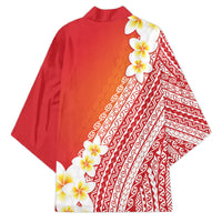 Tahiti Plumeria Tribal Pattern Kimono Wave Style Red LT05 - Polynesian Pride