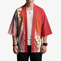 Tahiti Plumeria Tribal Pattern Kimono Wave Style Red LT05 - Polynesian Pride