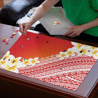 Tahiti Plumeria Tribal Pattern Puzzle Wave Style Red LT05 - Polynesian Pride