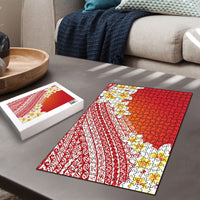 Tahiti Plumeria Tribal Pattern Puzzle Wave Style Red LT05 - Polynesian Pride
