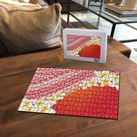 Tahiti Plumeria Tribal Pattern Puzzle Wave Style Red LT05 - Polynesian Pride