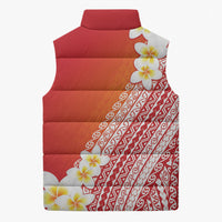 Tahiti Plumeria Tribal Pattern Sleeveless Puffer Jacket Wave Style Red LT05 - Polynesian Pride