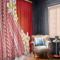 Tahiti Plumeria Tribal Pattern Window Curtain Wave Style Red LT05 - Polynesian Pride
