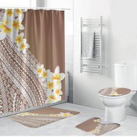 Tahiti Plumeria Tribal Pattern Bathroom Set Wave Style Brown LT05 Bathroom Set (4 pcs) Brown - Polynesian Pride