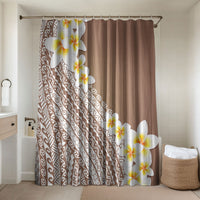 Tahiti Plumeria Tribal Pattern Bathroom Set Wave Style Brown LT05 Shower Curtain Only Brown - Polynesian Pride