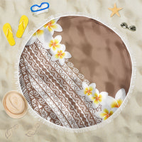 Tahiti Plumeria Tribal Pattern Beach Blanket Wave Style Brown LT05 One Size 150cm Brown - Polynesian Pride