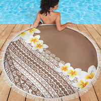 Tahiti Plumeria Tribal Pattern Beach Blanket Wave Style Brown LT05 - Polynesian Pride