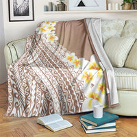 Tahiti Plumeria Tribal Pattern Blanket Wave Style Brown LT05 Brown - Polynesian Pride