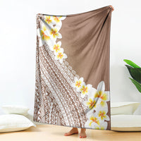 Tahiti Plumeria Tribal Pattern Blanket Wave Style Brown LT05 - Polynesian Pride