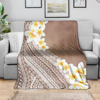 Tahiti Plumeria Tribal Pattern Blanket Wave Style Brown LT05 - Polynesian Pride