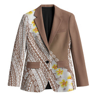 Tahiti Plumeria Tribal Pattern Blazer Wave Style Brown LT05 Unisex Brown - Polynesian Pride