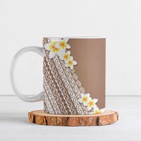 Tahiti Plumeria Tribal Pattern Ceramic Mug Wave Style Brown LT05 Brown - Polynesian Pride