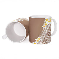 Tahiti Plumeria Tribal Pattern Ceramic Mug Wave Style Brown LT05 - Polynesian Pride