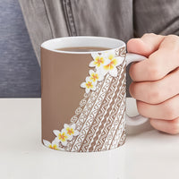 Tahiti Plumeria Tribal Pattern Ceramic Mug Wave Style Brown LT05 - Polynesian Pride
