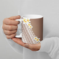 Tahiti Plumeria Tribal Pattern Ceramic Mug Wave Style Brown LT05 - Polynesian Pride