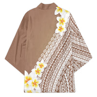Tahiti Plumeria Tribal Pattern Kimono Wave Style Brown LT05 - Polynesian Pride