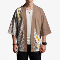 Tahiti Plumeria Tribal Pattern Kimono Wave Style Brown LT05 - Polynesian Pride