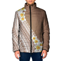 Tahiti Plumeria Tribal Pattern Padded Jacket Wave Style Brown LT05 Men Brown - Polynesian Pride