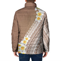 Tahiti Plumeria Tribal Pattern Padded Jacket Wave Style Brown LT05 - Polynesian Pride