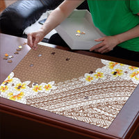 Tahiti Plumeria Tribal Pattern Puzzle Wave Style Brown LT05 - Polynesian Pride
