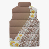 Tahiti Plumeria Tribal Pattern Sleeveless Puffer Jacket Wave Style Brown LT05 - Polynesian Pride
