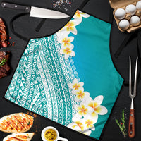 Tahiti Plumeria Tribal Pattern Apron Wave Style Turquoise LT05 Turquoise - Polynesian Pride