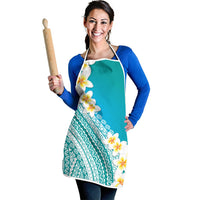 Tahiti Plumeria Tribal Pattern Apron Wave Style Turquoise LT05 - Polynesian Pride