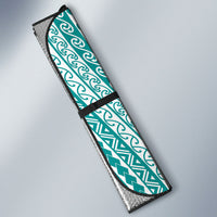 Tahiti Plumeria Tribal Pattern Auto Sun Shade Wave Style Turquoise LT05 - Polynesian Pride