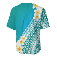 Tahiti Plumeria Tribal Pattern Baseball Jersey Wave Style Turquoise LT05 - Polynesian Pride