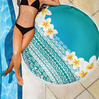Tahiti Plumeria Tribal Pattern Beach Blanket Wave Style Turquoise LT05 - Polynesian Pride