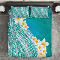 Tahiti Plumeria Tribal Pattern Bedding Set Wave Style Turquoise LT05 Turquoise - Polynesian Pride