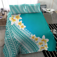 Tahiti Plumeria Tribal Pattern Bedding Set Wave Style Turquoise LT05 - Polynesian Pride