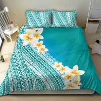 Tahiti Plumeria Tribal Pattern Bedding Set Wave Style Turquoise LT05 - Polynesian Pride