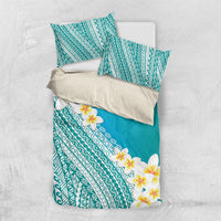 Tahiti Plumeria Tribal Pattern Bedding Set Wave Style Turquoise LT05 US Twin 172cm x 218cm Turquoise - Polynesian Pride